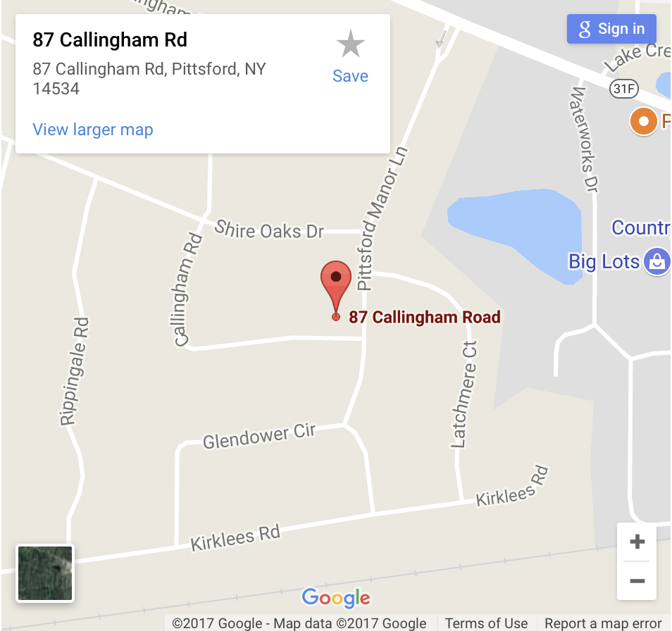 Map to IDU Creative, 87 Callingham Rd, Pittsford NY